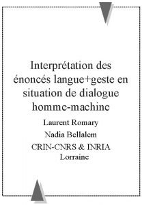 Interprtation des noncs languegeste en situation de dialogue