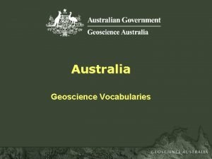 Australia Geoscience Vocabularies Northern Territory Queensland Western Australia