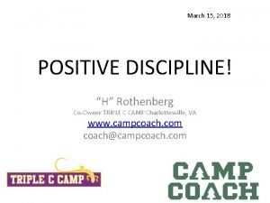 March 15 2018 POSITIVE DISCIPLINE H Rothenberg CoOwner