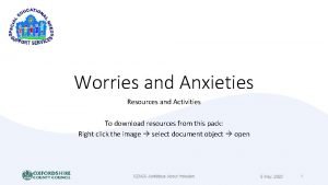 Worries and Anxieties Resources and Activities To download