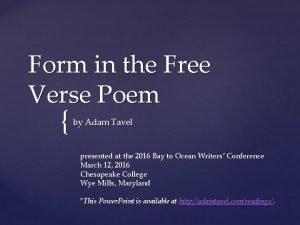 How to create a free verse poem