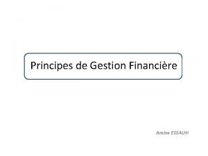 Principes de Gestion Financire Amine ESSALHI Introduction Socit