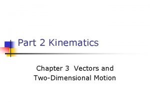 Part 2 Kinematics Chapter 3 Vectors and TwoDimensional