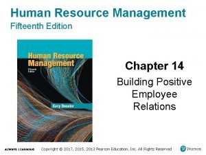 Human Resource Management Fifteenth Edition Chapter 14 Building