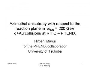 Azimuthal anisotropy with respect to the reaction plane