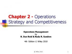 Chapter 2 Operations Strategy and Competitiveness Operations Management