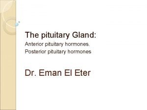 The pituitary Gland Anterior pituitary hormones Posterior pituitary