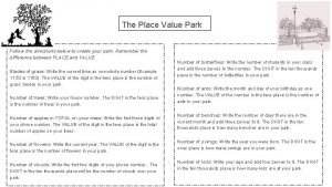 Place value park Place value park