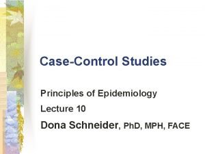 CaseControl Studies Principles of Epidemiology Lecture 10 Dona