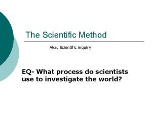 Scientific inquiry vs scientific method