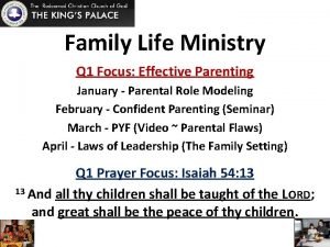 Family Life Ministry Q 1 Focus Effective Parenting