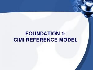 FOUNDATION 1 CIMI REFERENCE MODEL CIMI Reference Model