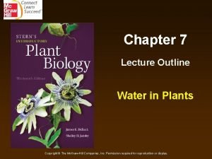 Chapter 7 Lecture Outline Water in Plants Copyright