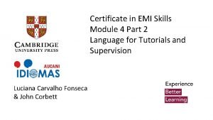 Certificate in emi skills