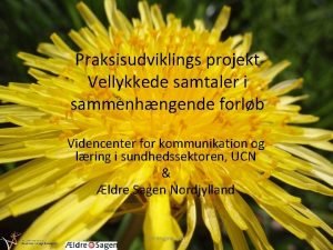 Praksisudviklings projekt Vellykkede samtaler i sammenhngende forlb Videncenter