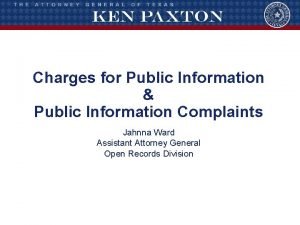 Charges for Public Information Public Information Complaints Jahnna
