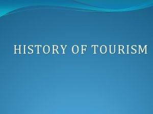 Early beginnings of tourism