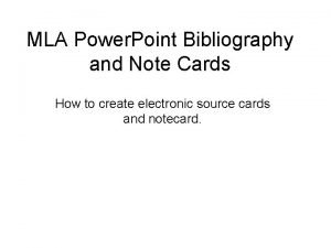 Bibliography cards mla