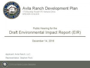 Avila ranch development plan