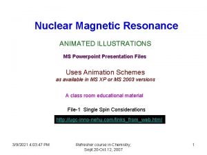 Nuclear Magnetic Resonance ANIMATED ILLUSTRATIONS MS Powerpoint Presentation