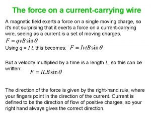 The force on a currentcarrying wire A magnetic