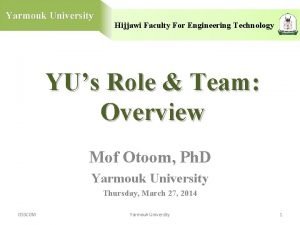 Yarmouk University Hijjawi Faculty For Engineering Technology YUs