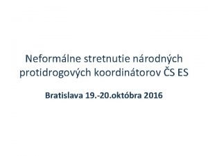 Neformlne stretnutie nrodnch protidrogovch koordintorov S ES Bratislava