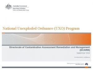 National Unexploded Ordnance UXO Program Directorate of Contamination