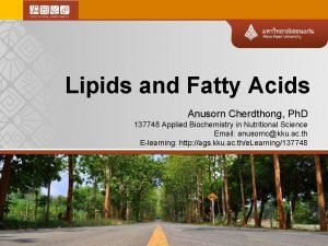 Characteristics of lipids