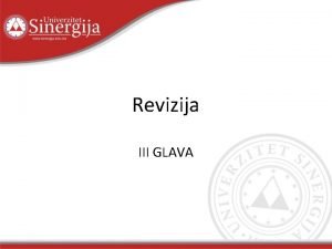 Revizija III GLAVA Komponente interne kontrole ine a