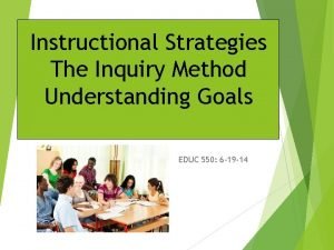 Instructional Strategies The Inquiry Method Understanding Goals EDUC