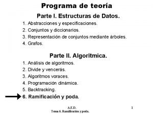 Programa de teora Parte I Estructuras de Datos