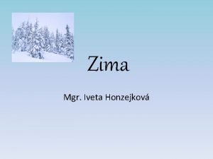 Zima Mgr Iveta Honzejkov Zima 21 prosince 21