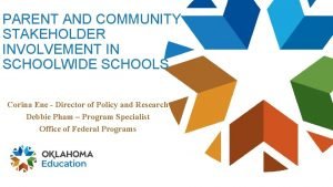 PARENT AND COMMUNITY STAKEHOLDER INVOLVEMENT IN SCHOOLWIDE SCHOOLS