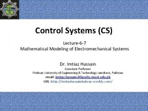 Control Systems CS Lecture6 7 Mathematical Modeling of