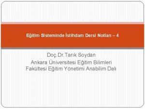 Eitim Sisteminde stihdam Dersi Notlar 4 Do Dr