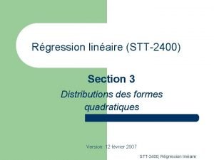 Rgression linaire STT2400 Section 3 Distributions des formes