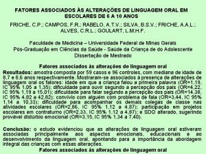 FATORES ASSOCIADOS S ALTERAES DE LINGUAGEM ORAL EM