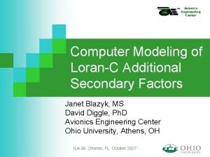Avionics Engineering Center Computer Modeling of LoranC Additional