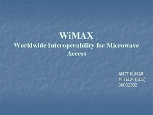 Wi MAX Worldwide Interoperability for Microwave Access AMIT