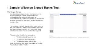 1 Sample Wilcoxon Signed Ranks Test When to