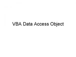 Data access object in vb