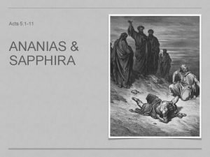 Acts 5 1 11 ANANIAS SAPPHIRA THE BOOK