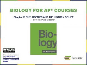 BIOLOGY FOR AP COURSES Chapter 20 PHYLOGENIES AND