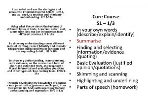 Summarising learning intention