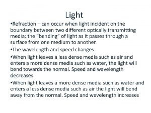 Light Refraction can occur when light incident on