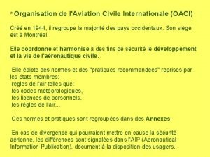 Organisation de lAviation Civile Internationale OACI Cr en