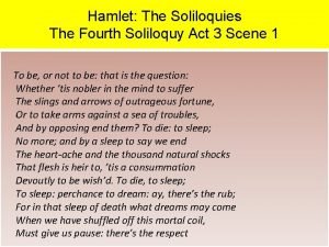 What is a soliloquy in hamlet