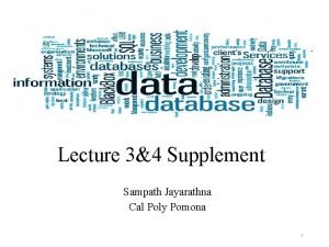 Lecture 34 Supplement Sampath Jayarathna Cal Poly Pomona