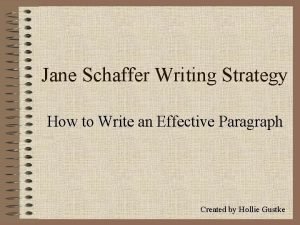 Jane schaffer transition words